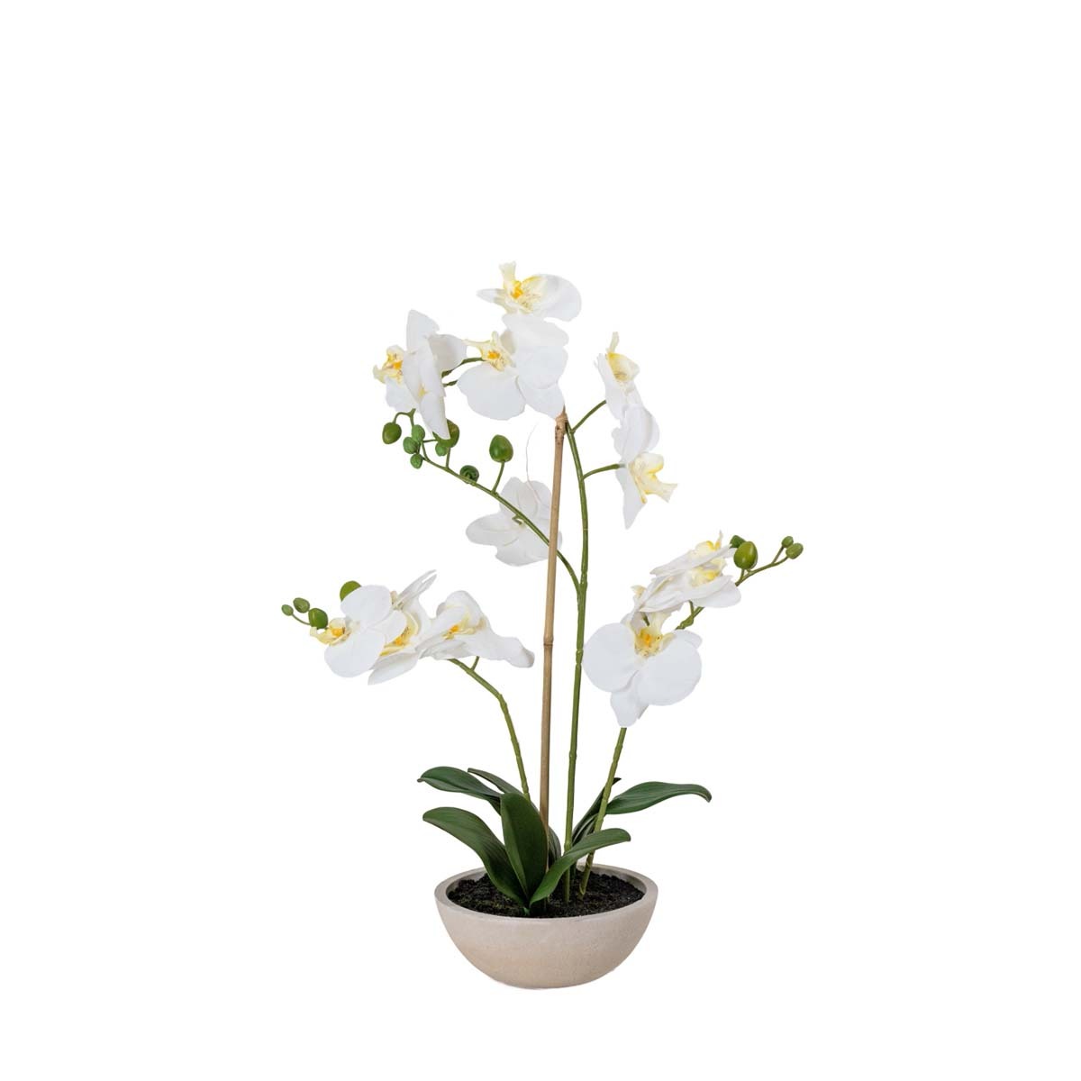 Orchidée artificielle 3 hampes en pot ovale H 70 cm