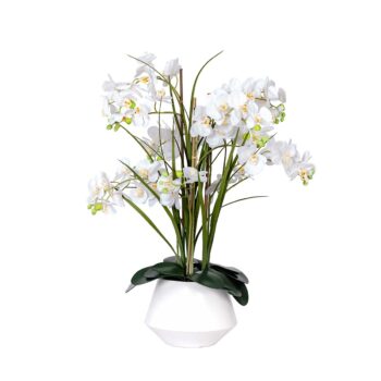 Orchidée Rebelle artificielle en pot blanc H 80 cm