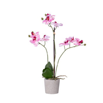 Orchidée artificielle rose à 3 hampes H 50cm