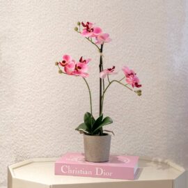 Orchidée artificielle rose à 3 hampes H 50cm