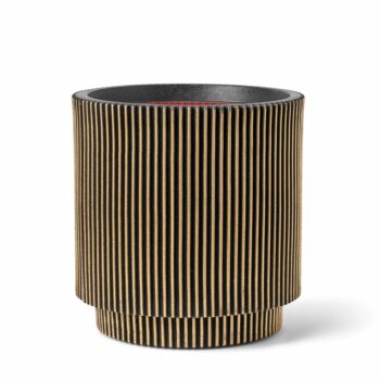 Pot cylindrique à rainures gold et noir