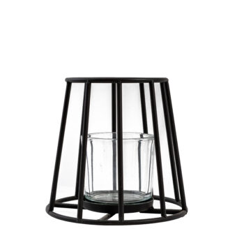 Photophore géométrique métal noir H 15cm