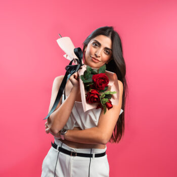 Bouquet Spell de 2 roses H 60cm