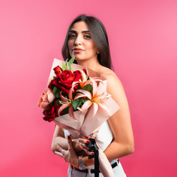 Bouquet Ivresse de 6 roses H 65cm