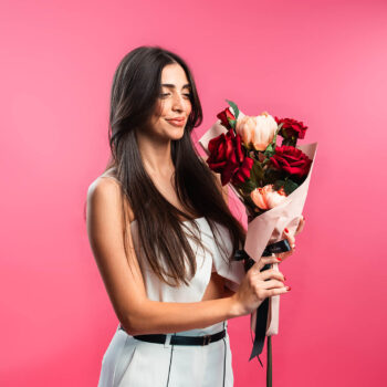 Bouquet Nectar de 3 roses H 70cm