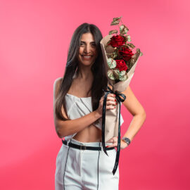 Bouquet Cheer de 3 roses H 65cm