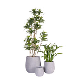 Pot high lexa gris à rainures