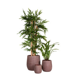 Pot high lexa marron à rainures