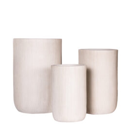 Pot élancé antique beige à rainures