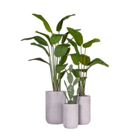 Pot élancé gris à rainures