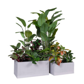 Jardinière grise à rainures