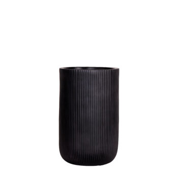 Pot élancé noir à rainures