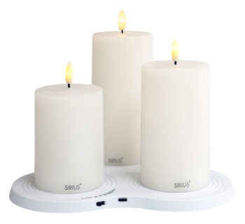 Bougies Sille rechargeables, lot de 3 pièces blanches + chargeur multiple