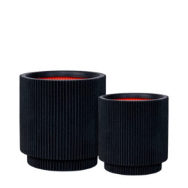 Pot cylindrique à rainures noir