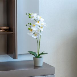 Orchidée artificielle à 2 hampes H 45 cm
