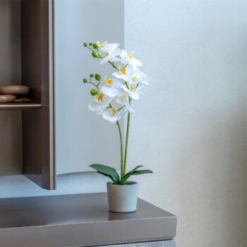 Orchidée artificielle à 2 hampes H 45 cm