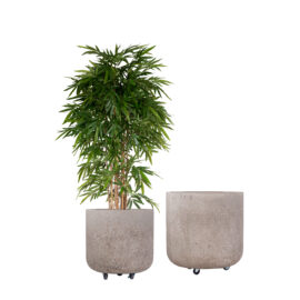 Pot œuf granite grège mobile