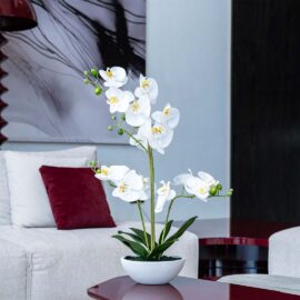 Orchidée artificielle à 3 hampes H 65cm