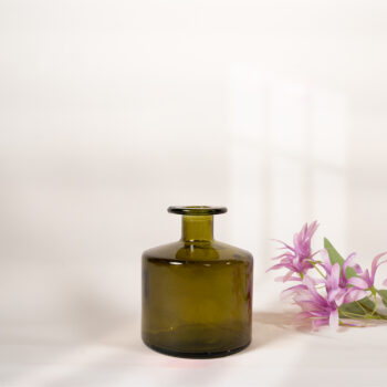 Vase square bottle vert olive H 12cm