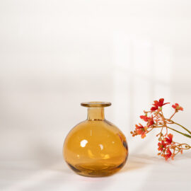 Vase round bottle miel H 12cm