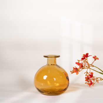 Vase round bottle miel H 12cm