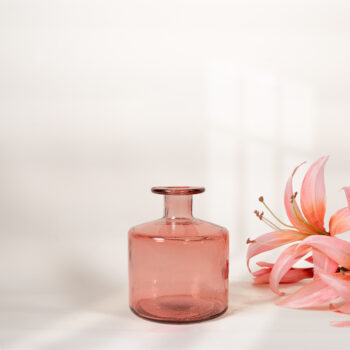 Vase square bottle rose H 12cm