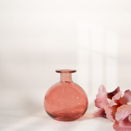 Vase round bottle rose H 12cm
