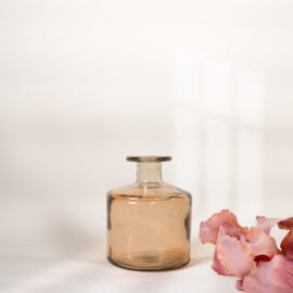 Vase square bottle ambré H 12cm