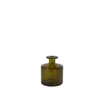 Vase square bottle vert olive H 12cm