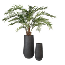 Pot palm élancé sandblasted noir