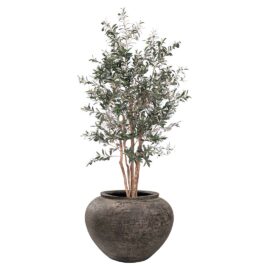 Pot jarre noir cendré pour plante d'intérieur