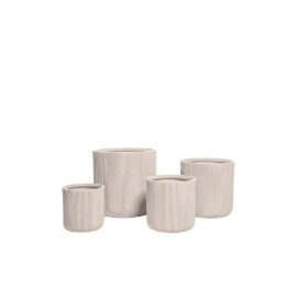 Pot Œuf beige à rainures finition brute pour plante d'intérieur