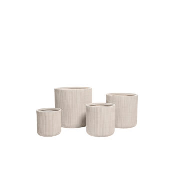 Pot Œuf beige à rainures finition brute pour plante d'intérieur